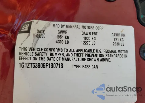 2006 Chevrolet Malibu Ls из США, поврежденный, VIN 1G1ZS53806F130713